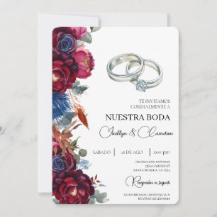 Jewel Floral Spaanse bruiloft uitnodiging