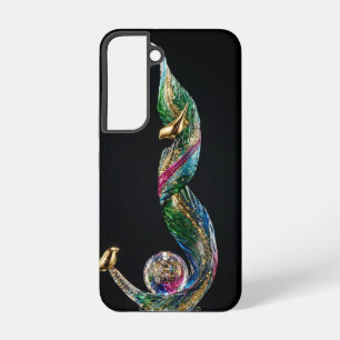 Jewel Galaxy Vlam met Gouden Vogels Luxe Hoes Samsung Galaxy Hoesje