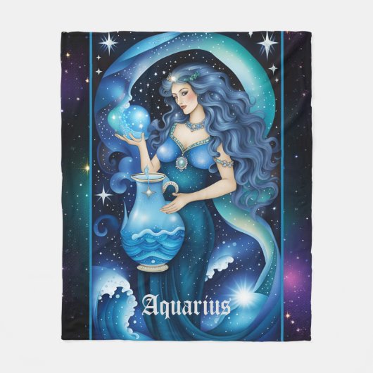Jewel Galaxy Zodiac Aquarius Fleece Deken (Voorkant)