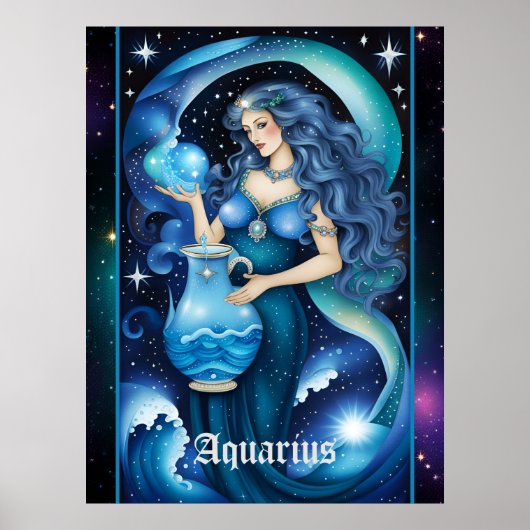 Jewel Galaxy Zodiac Aquarius Poster (Voorkant)