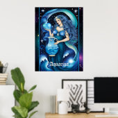 Jewel Galaxy Zodiac Aquarius Poster (Thuiskantoor)
