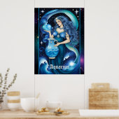 Jewel Galaxy Zodiac Aquarius Poster (Keuken)
