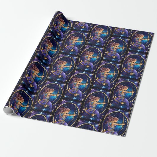 Jewel Galaxy Zodiac Boogschutter Cadeaupapier (Uitgerold)