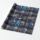 Jewel Galaxy Zodiac Cadeaupapier (Uitgerold)