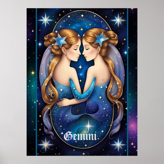 Jewel Galaxy Zodiac Gemini Poster (Voorkant)