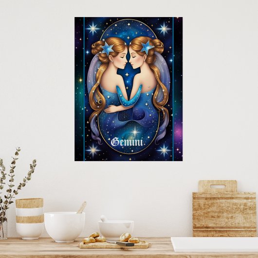 Jewel Galaxy Zodiac Gemini Poster (Keuken)