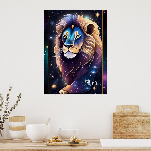 Jewel Galaxy Zodiac Leo Poster (Keuken)