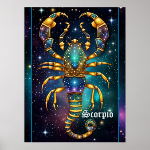 Jewel Galaxy Zodiac Schorpioen Poster