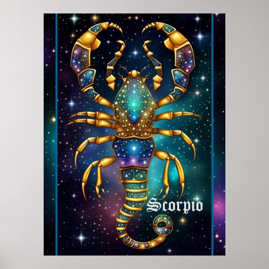 Jewel Galaxy Zodiac Schorpioen Poster (Voorkant)