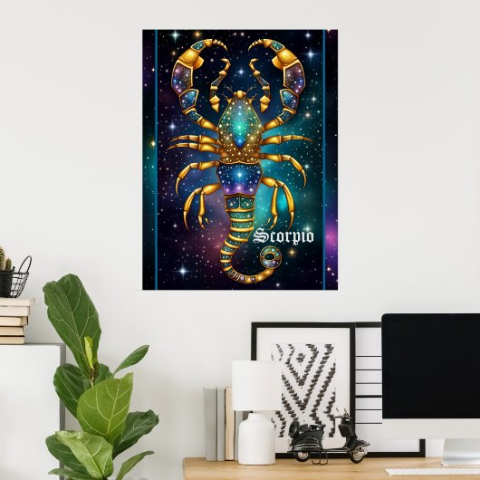 Jewel Galaxy Zodiac Schorpioen Poster (Thuiskantoor)