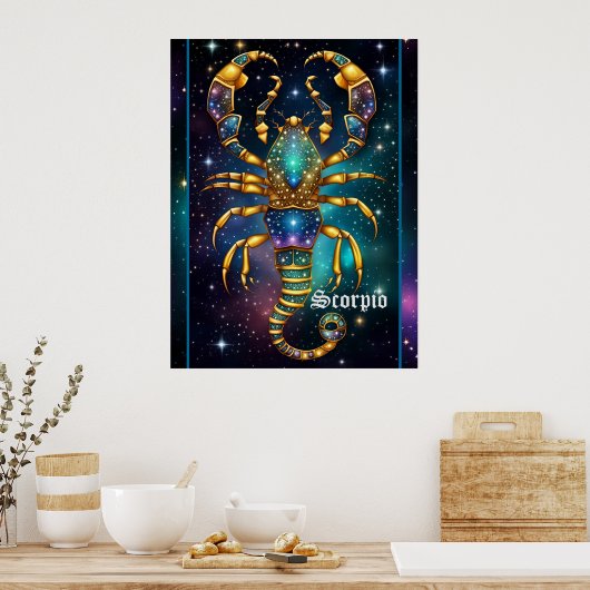 Jewel Galaxy Zodiac Schorpioen Poster (Keuken)