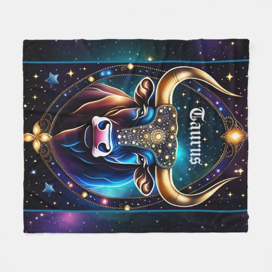 Jewel Galaxy Zodiac Taurus Fleece Deken (Voorkant (Horizontaal))