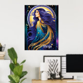 Jewel Galaxy Zodiac Virgo Poster (Thuiskantoor)