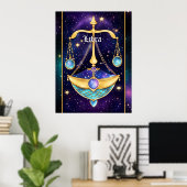 Jewel Galaxy Zodiac Weegschaal Poster (Thuiskantoor)