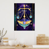 Jewel Galaxy Zodiac Weegschaal Poster (Keuken)