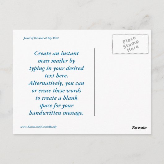Jewel in Key West Briefkaart (Achterkant)