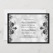 Jewel Masker & Damask Silver Masquerade Sweet 16 Kaart (Achterkant)