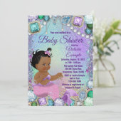 Jewel Mermaid African Mermaid Pink Baby shower Kaart (Staand voorkant)