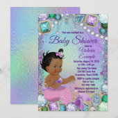 Jewel Mermaid African Mermaid Pink Baby shower Kaart (Voorkant / Achterkant)