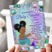 Jewel Mermaid Afro Hair Baby shower Kaart
