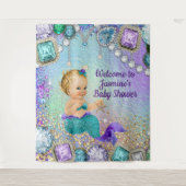 Jewel Mermaid Baby shower Achtergrond Banner Wandkleed (Voorkant)