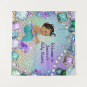 Jewel Mermaid Baby Shower Achtergrond Wandkleed (Voorkant (horizontaal))