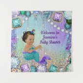 Jewel Mermaid Baby Shower Achtergrond Wandkleed (Voorkant)
