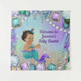 Jewel Mermaid Baby Shower Achtergrond Wandkleed