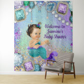 Jewel Mermaid Baby shower Banner Wandkleed (In situ)