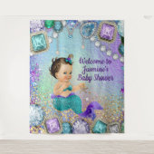Jewel Mermaid Baby shower Banner Wandkleed (Voorkant)