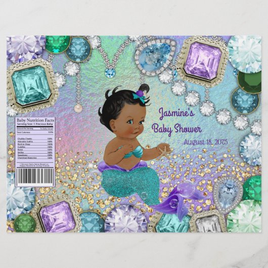 Jewel Mermaid Baby shower Chip Bag Wrapper Flyer (Voorkant)