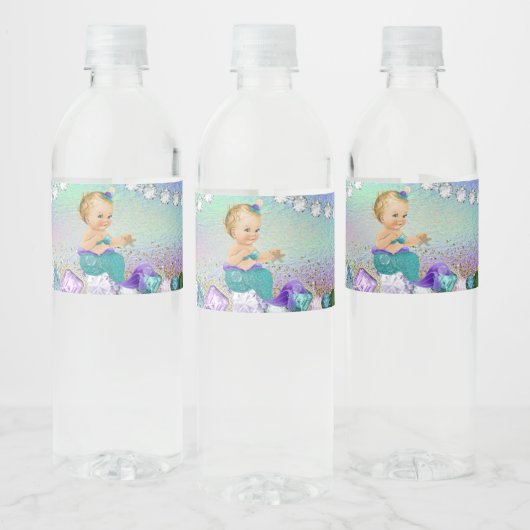 Jewel Mermaid Baby shower Waterfles Etiket (Flessen)