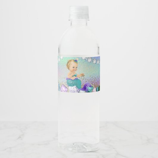 Jewel Mermaid Baby shower Waterfles Etiket (Voorkant)
