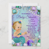 Jewel Mermaid Blond Mermaid Baby shower Kaart (Voorkant)