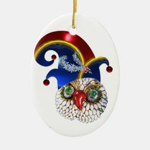 JEWEL OWL EN ELF PET MET DIAMONDVEREN KERAMISCH ORNAMENT