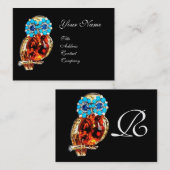 JEWEL OWL, Gold, Blue Turquase, Topaz Visitekaartje (Voorkant / Achterkant)