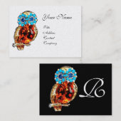 JEWEL OWL ,Gold, Blue Turquase ,Topaz White Pearl Visitekaartje (Voorkant / Achterkant)