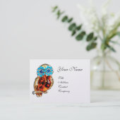 JEWEL OWL ,Gold, Blue Turquase ,Topaz White Pearl Visitekaartje (Staand voorkant)