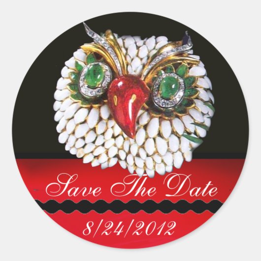 JEWEL OWL Gold, Green Emerald, opale Ronde Sticker (Voorkant)