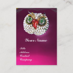 JEWEL OWL , Goud, Groene Smaragd Fuchsia witte par Visitekaartje