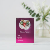 JEWEL OWL , Goud, Groene Smaragd Fuchsia witte par Visitekaartje (Staand voorkant)
