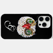 JEWEL OWL MONOGRAM, Gold, Green Emerald, opale Case-Mate iPhone Case (Achterkant (horizontaal))