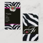 JEWEL OWL PINK BLACK WHITE ZEBRA FUR MONOGRAM VISITEKAARTJE (Voorkant / Achterkant)