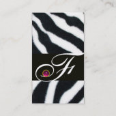 JEWEL OWL PINK BLACK WHITE ZEBRA FUR MONOGRAM VISITEKAARTJE (Achterkant)
