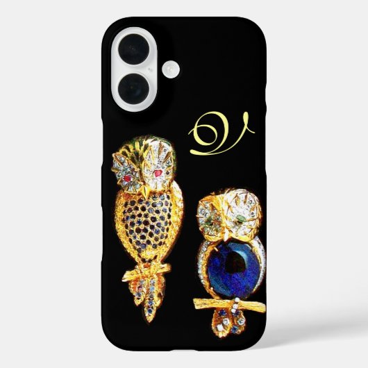 JEWEL OWLS, Gold, Blue Sapphire, Topaz White Pearl Case-Mate iPhone Case (Achterkant)