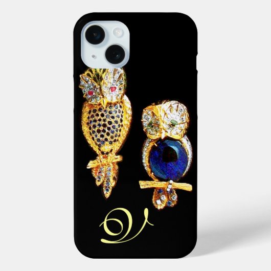 JEWEL OWLS, Gold, Blue Sapphire, Topaz White Pearl Case-Mate iPhone Case (Achterkant)