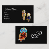 JEWEL OWLS, Gold, Blue Sapphire, Topaz White Pearl Visitekaartje (Voorkant / Achterkant)