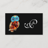 JEWEL OWLS, Gold, Blue Sapphire, Topaz White Pearl Visitekaartje (Achterkant)