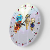 JEWEL OWLS Gold, Blue Turquase topaz Grote Klok (Hoek)