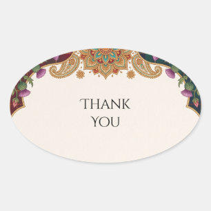 Jewel Paisley Bedankt Trouwsticker Ovale Sticker